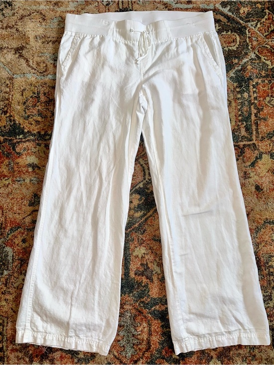 New York & Company Pants - New York & Company White Drawstring Linen/Cotton Blend Pants